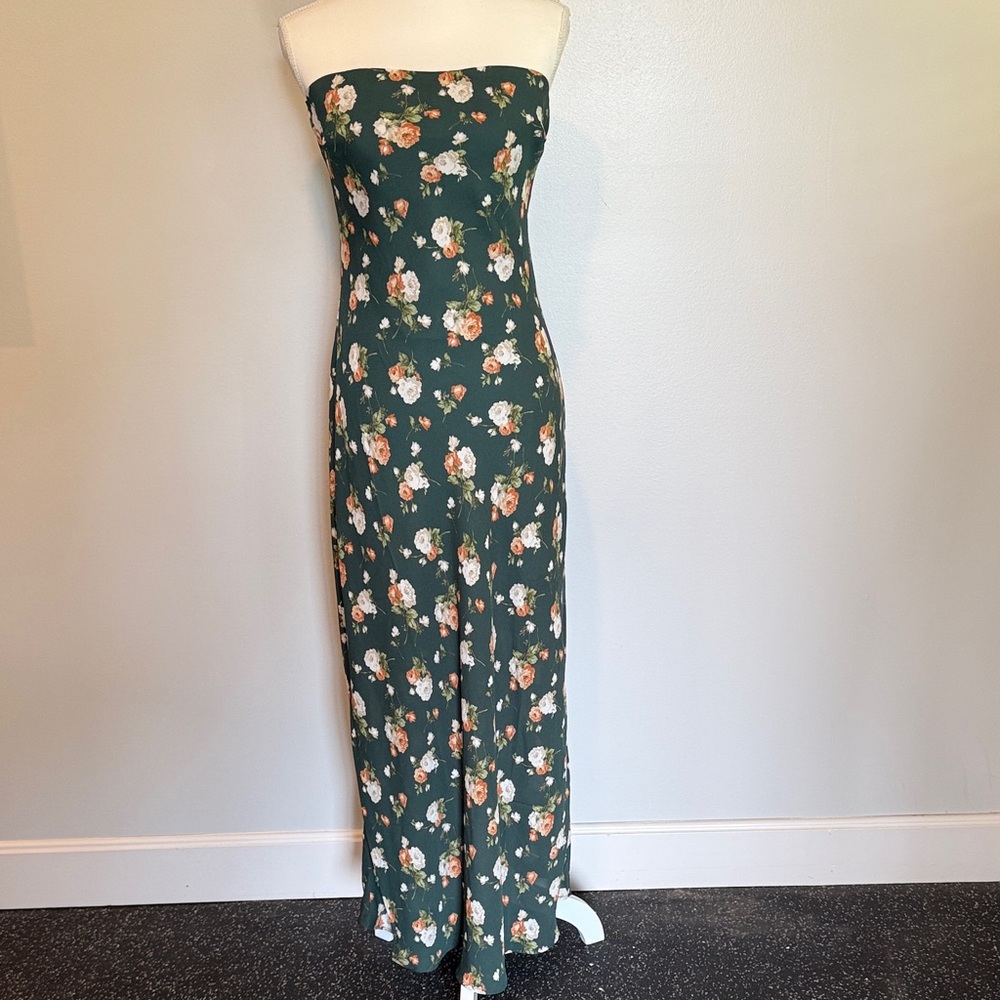 Blu Pepper Strapless Dress with Floral Pattern